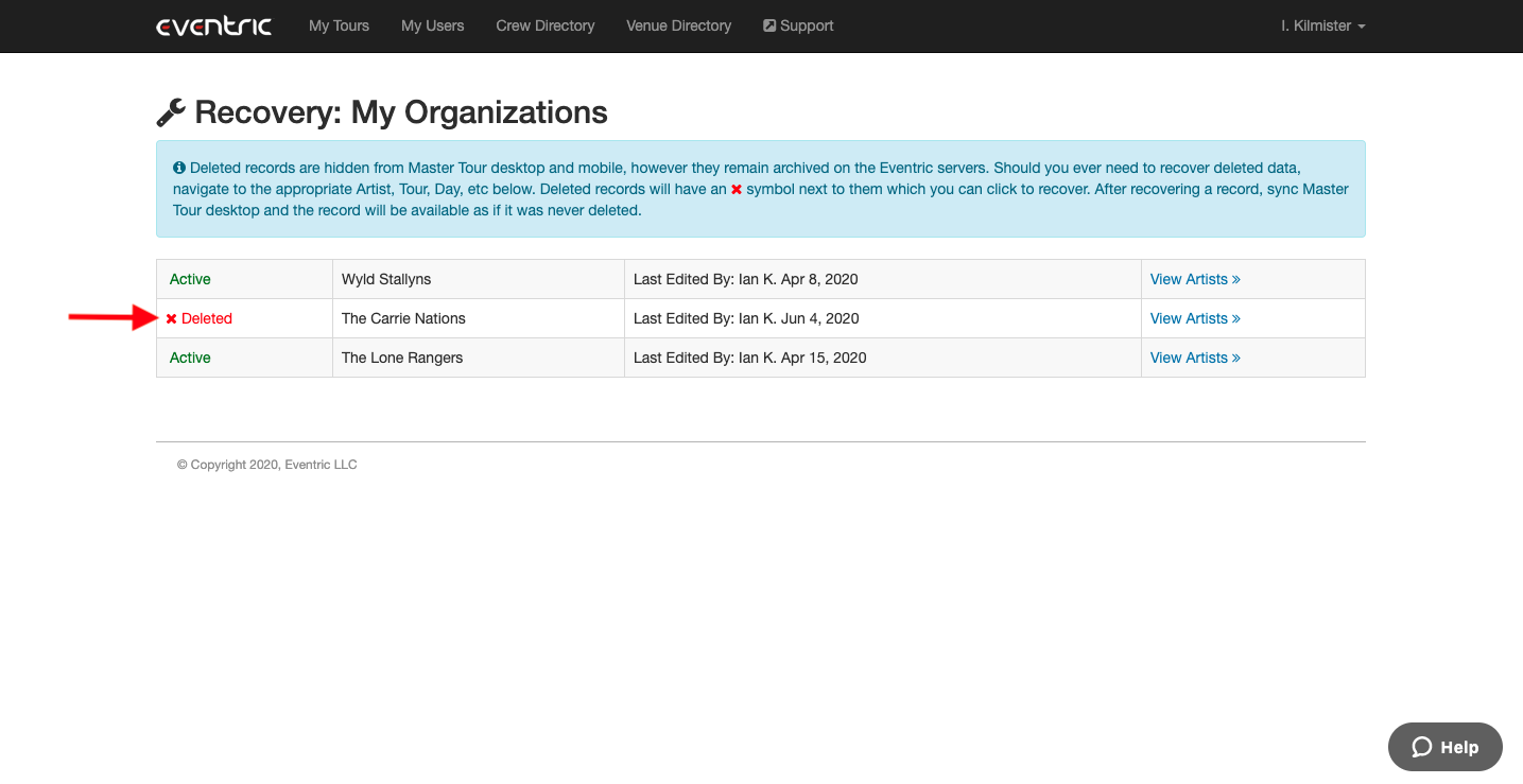 How To Recover A Deleted Organization Eventric Support