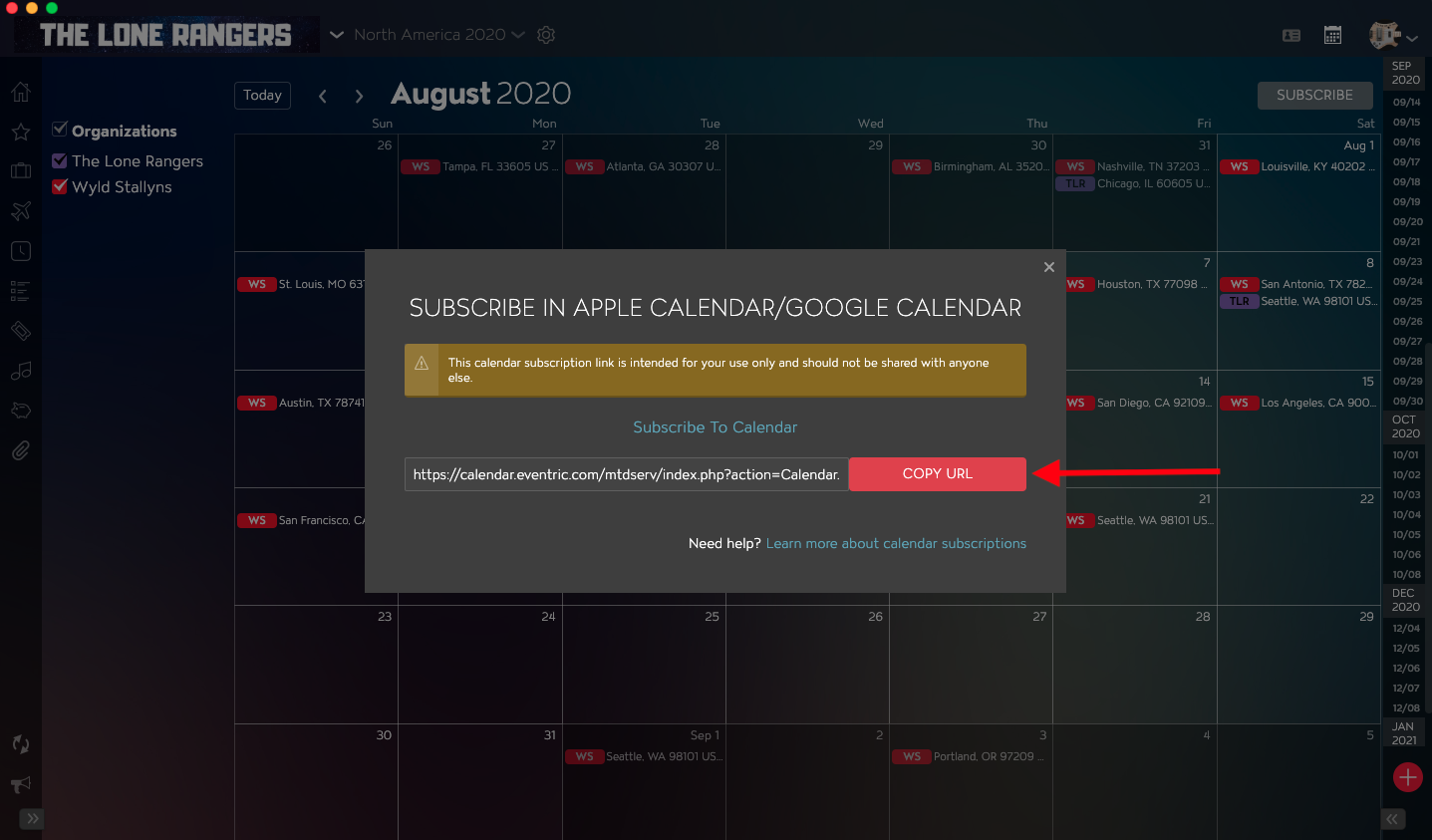 Subscribe Inter-Organization Calendar