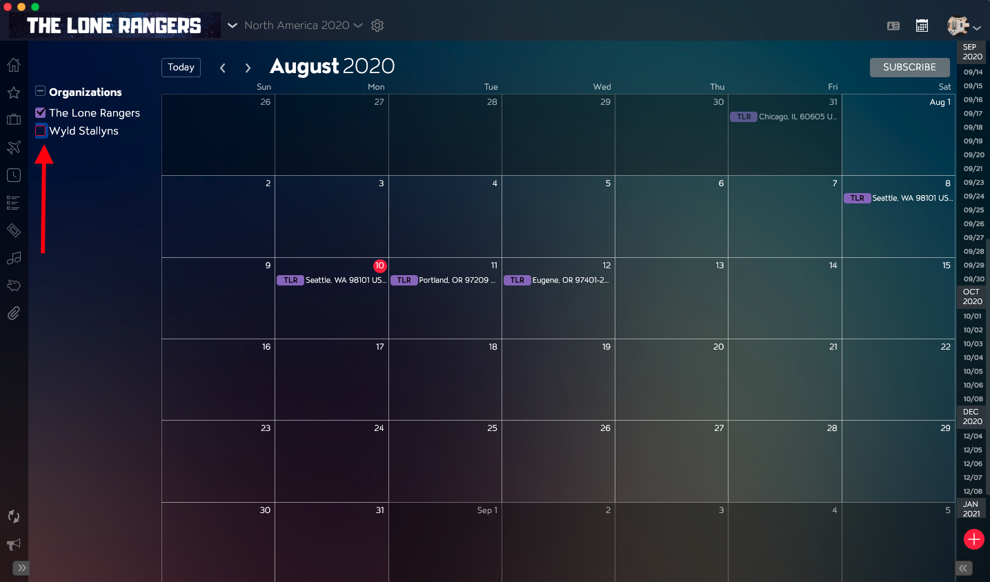 Use Inter-Organization Calendar